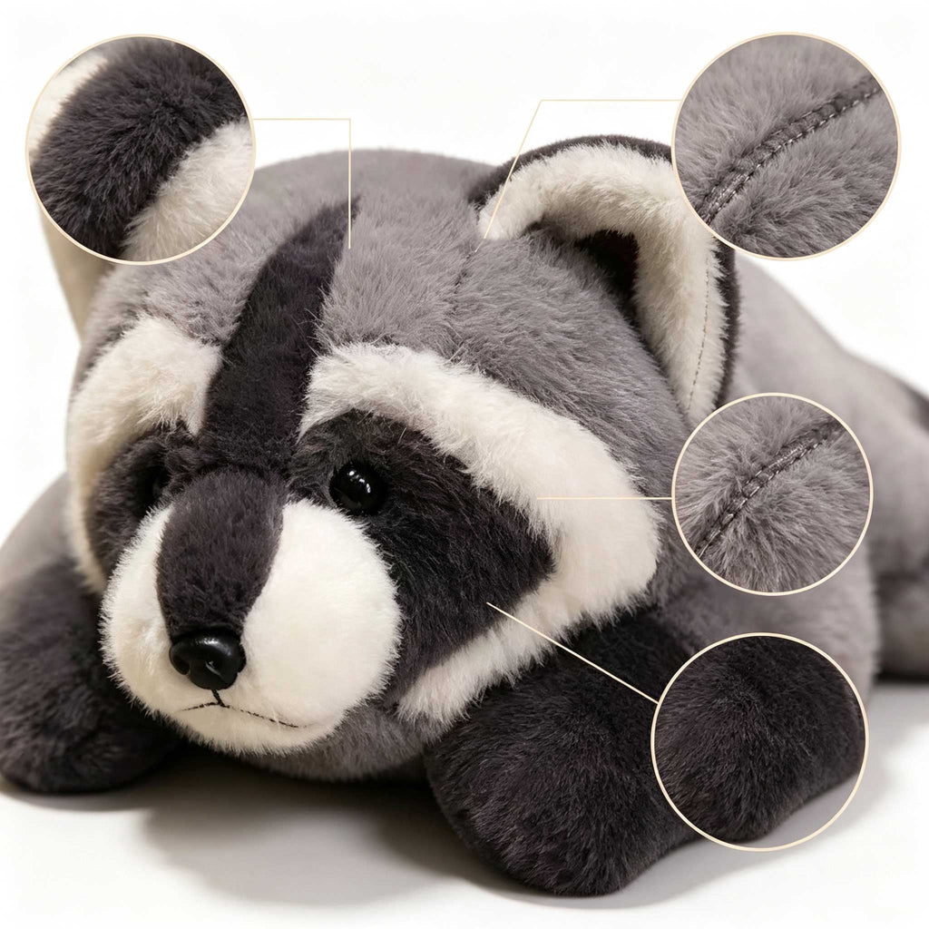 Weighted Raccoon Plush Pillow, Oversized Stuffed Animal Cuddle Buddy,