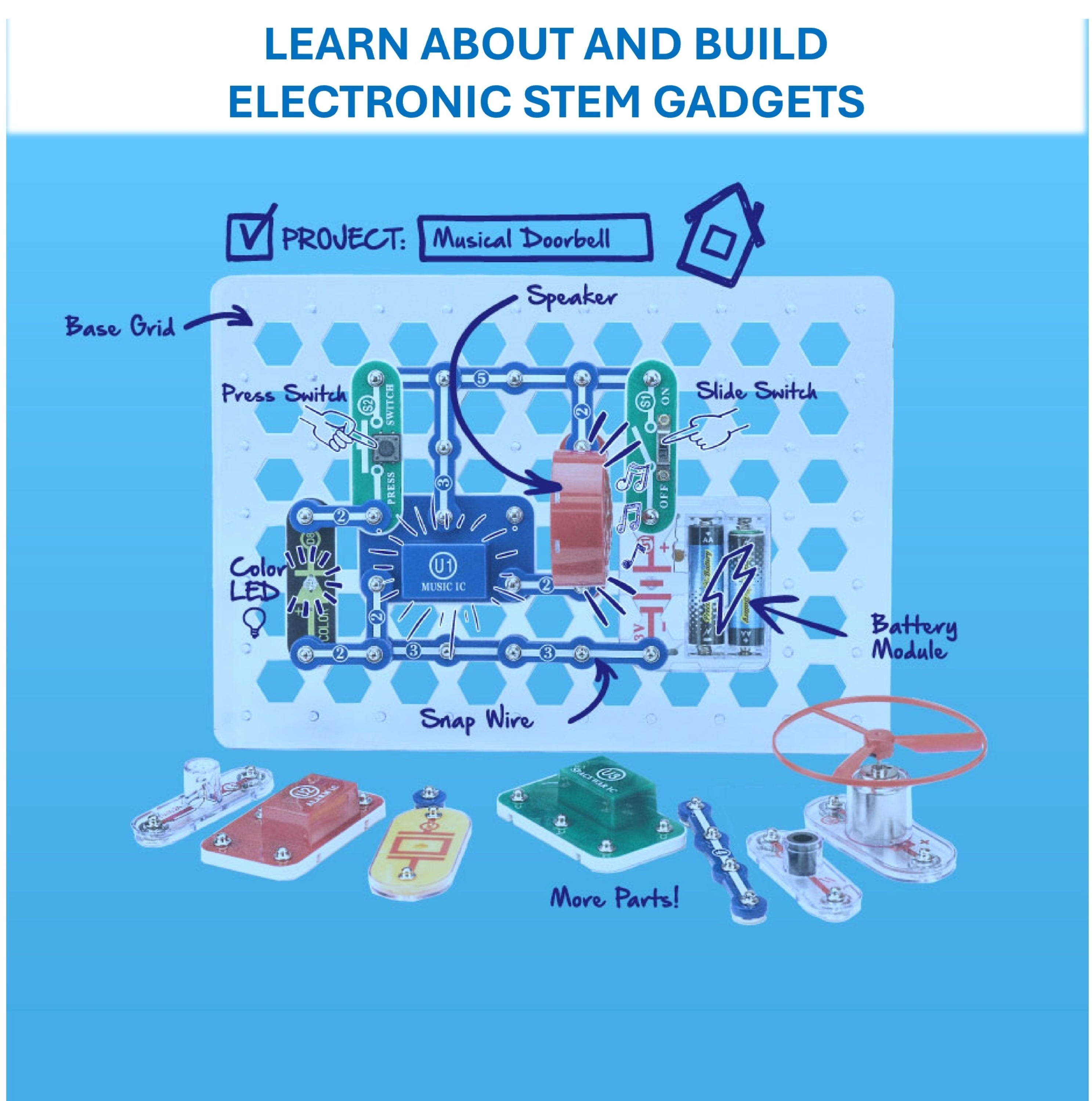 Snap Circuits Jr. SC100, Electronics Explorer Kit, 100+ Projects, Stem