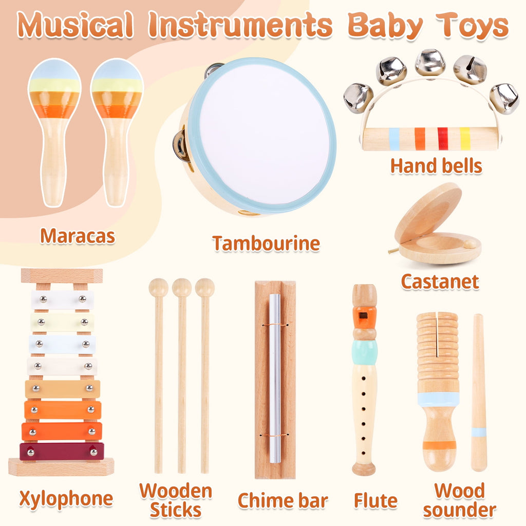 Wooden Musical Instruments for Toddlers 1-3 - Montessori Educational T