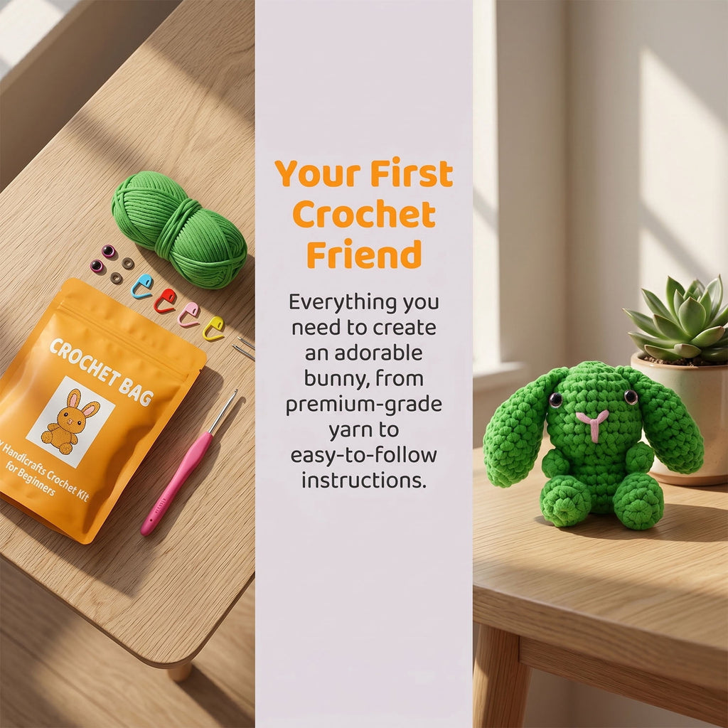 HearthLoop Beginner Crochet Kit – Bunny Amigurumi with Yarn, Hook &