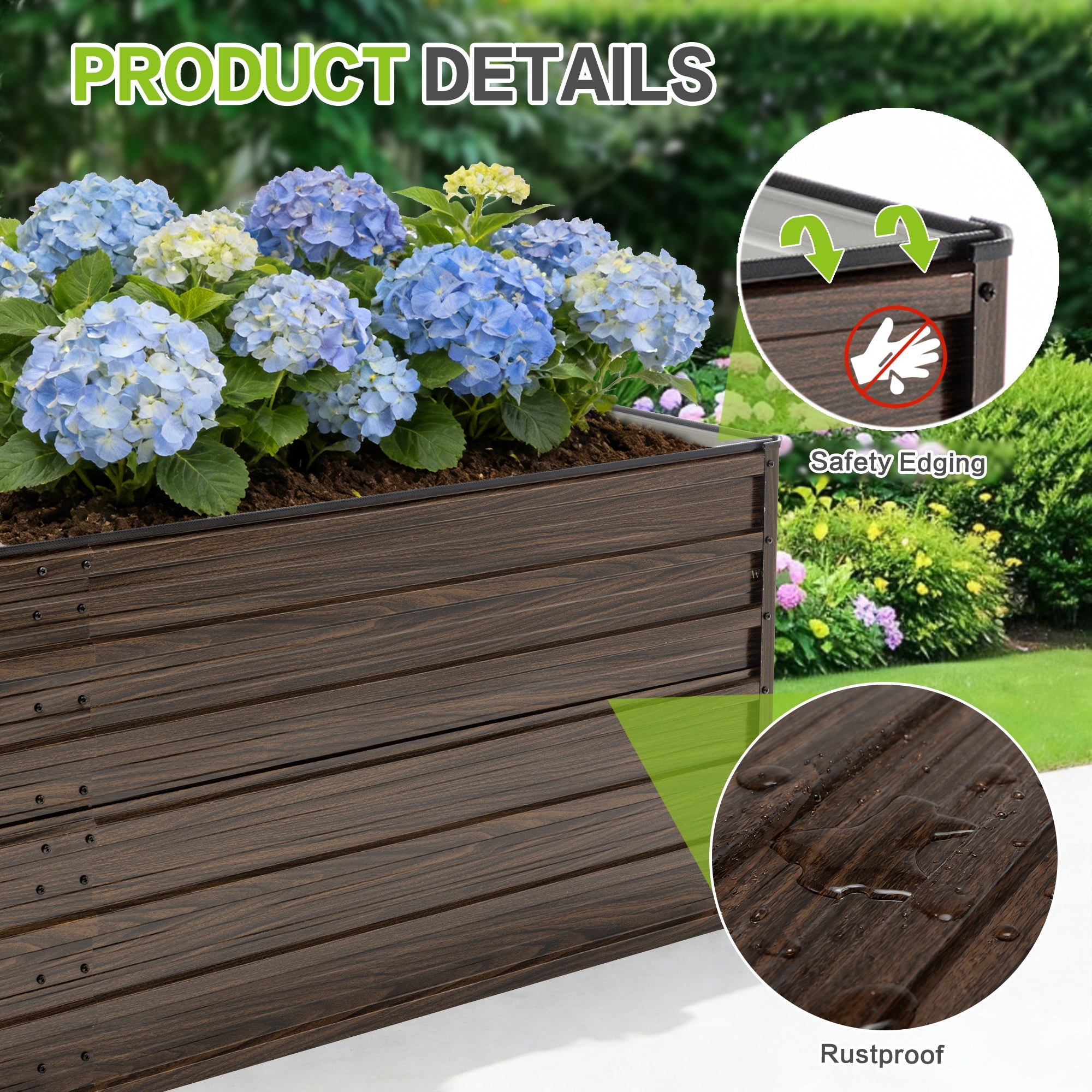 2-Pack 74.6"x35.4"x25" Raised Garden Bed Kit, Metal Elevated Planter Box
