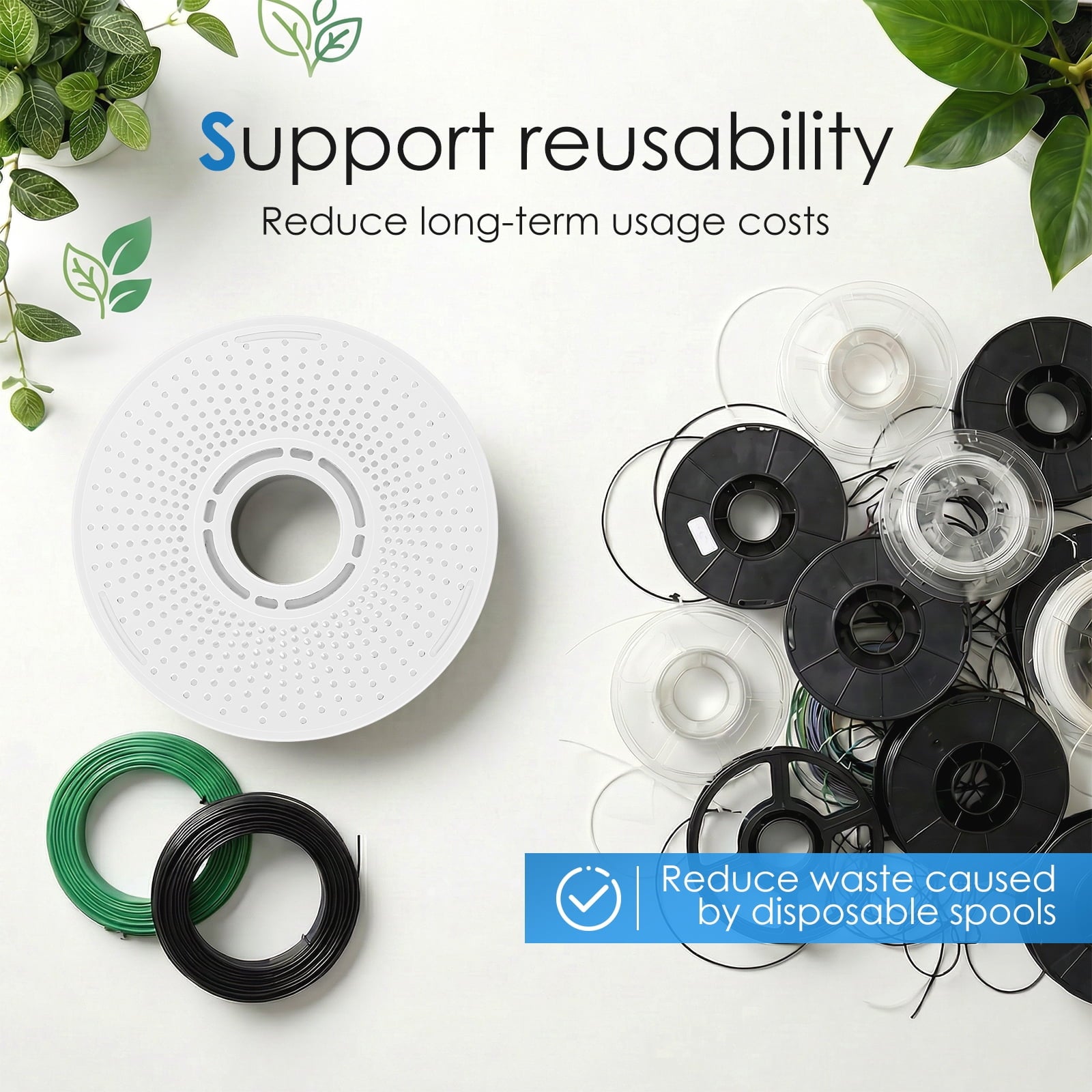 Reusable 3D Printer Filament Spool for Bambu Lab P1S P1P A1 X1C - 2Pcs