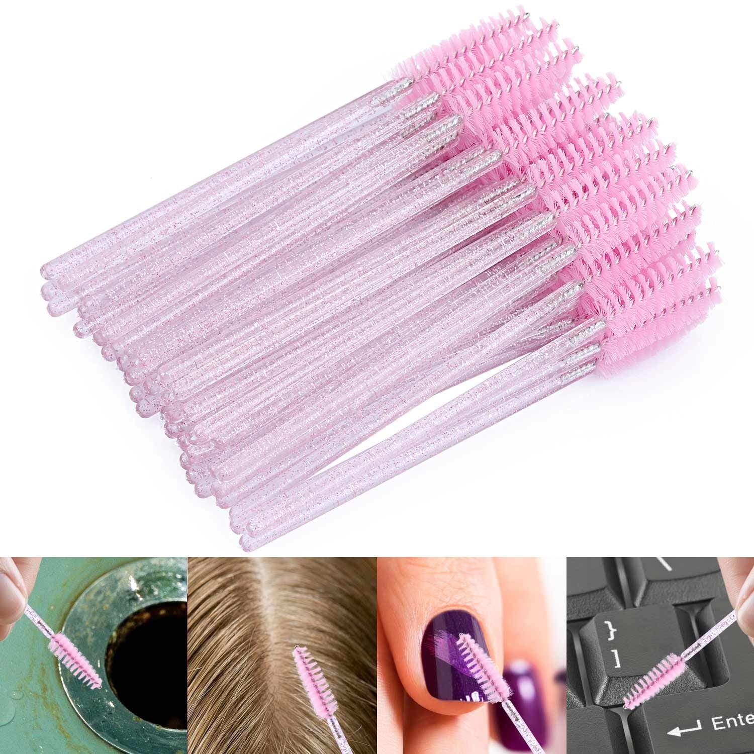 GMZW 300PCS Eyelash Mascara Brushes, Disposable Lash Spoolies, Crystal