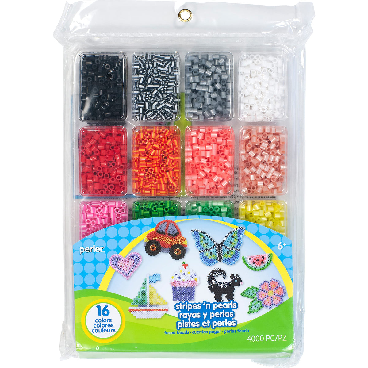 Perler 17605 Assorted Fuse Beads Kit with Storage Tray and Pattern Book for Arts and Crafts, Multicolor, 4001pcs