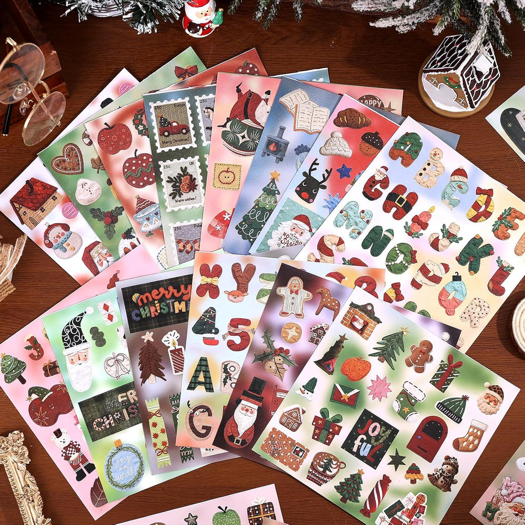 750 Pcs Stickers for Scrapbooking,Christmas Self-Adhesive Scrapbook Sticker