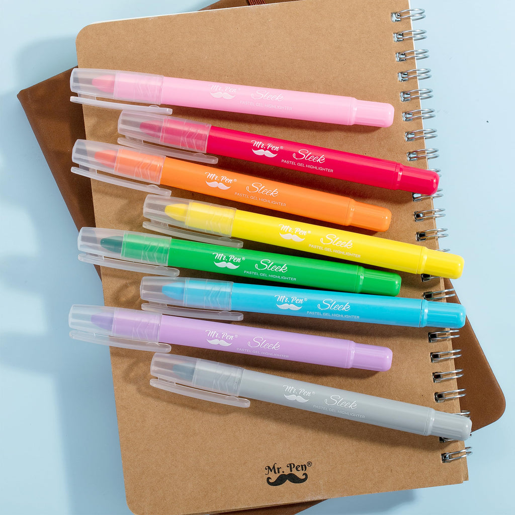 Mr. Pen- No Bleed Gel Highlighters, Vibrant Colors, 8 Pack