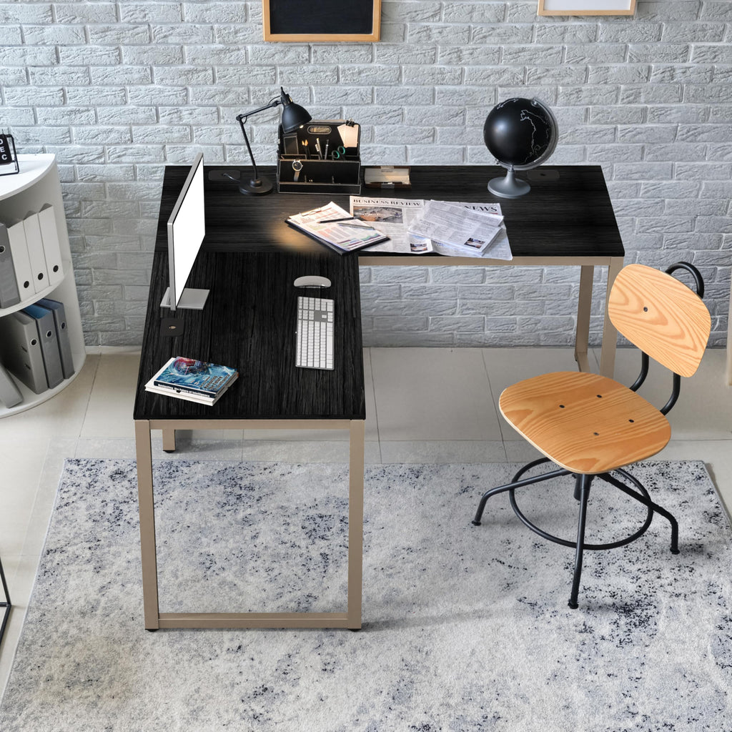 SHW 55 × 60-Inch Commercial-Grade L-Shaped Student Desk