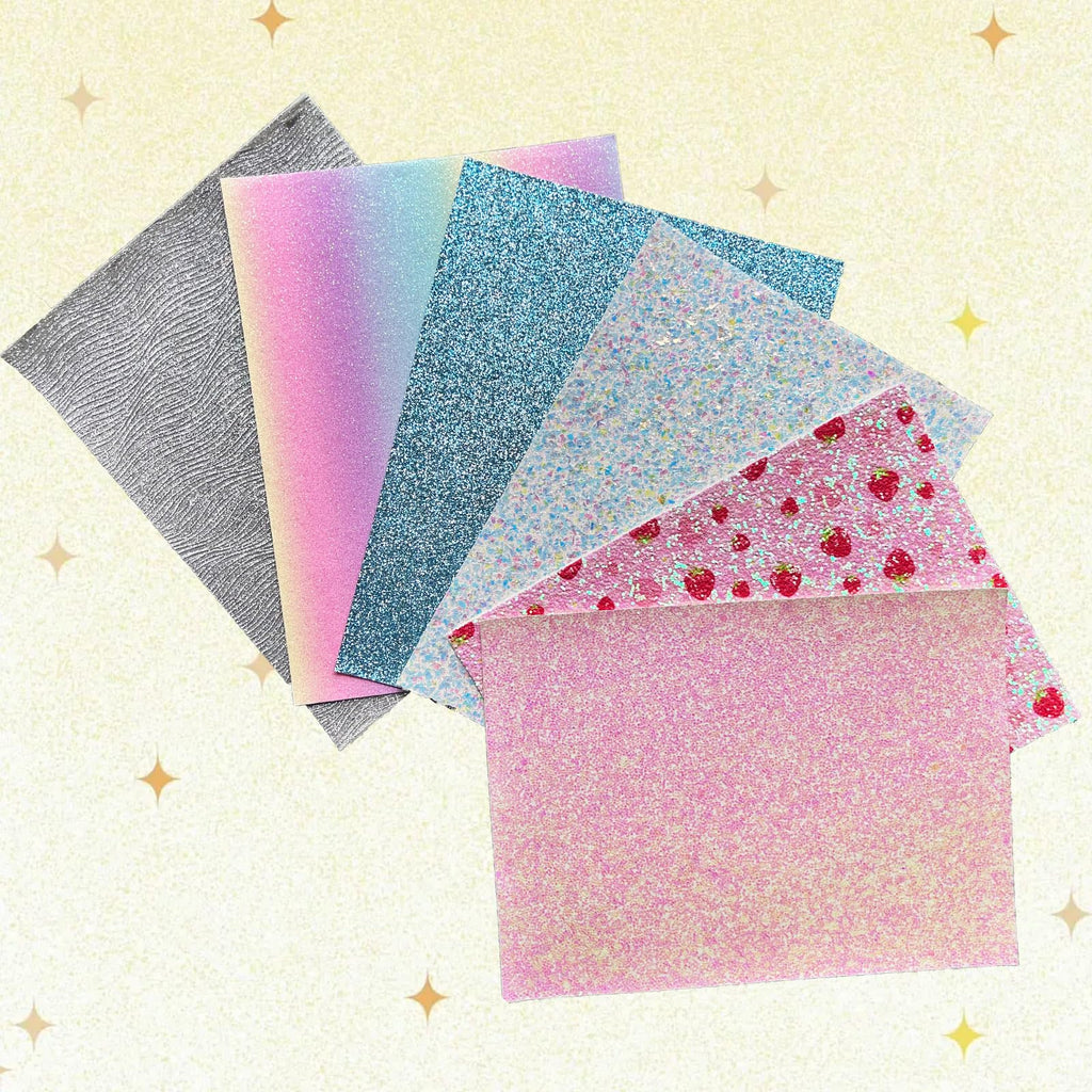 6 Sheets Rainbow Glitter Iron Paper for Perler Beads 7.8x6 Inch