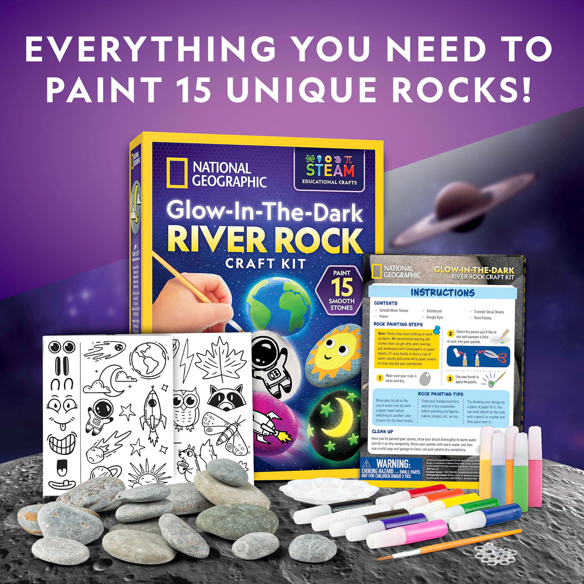 National Geographic Rock Painting Arts and Crafts Activity Kit for Kids