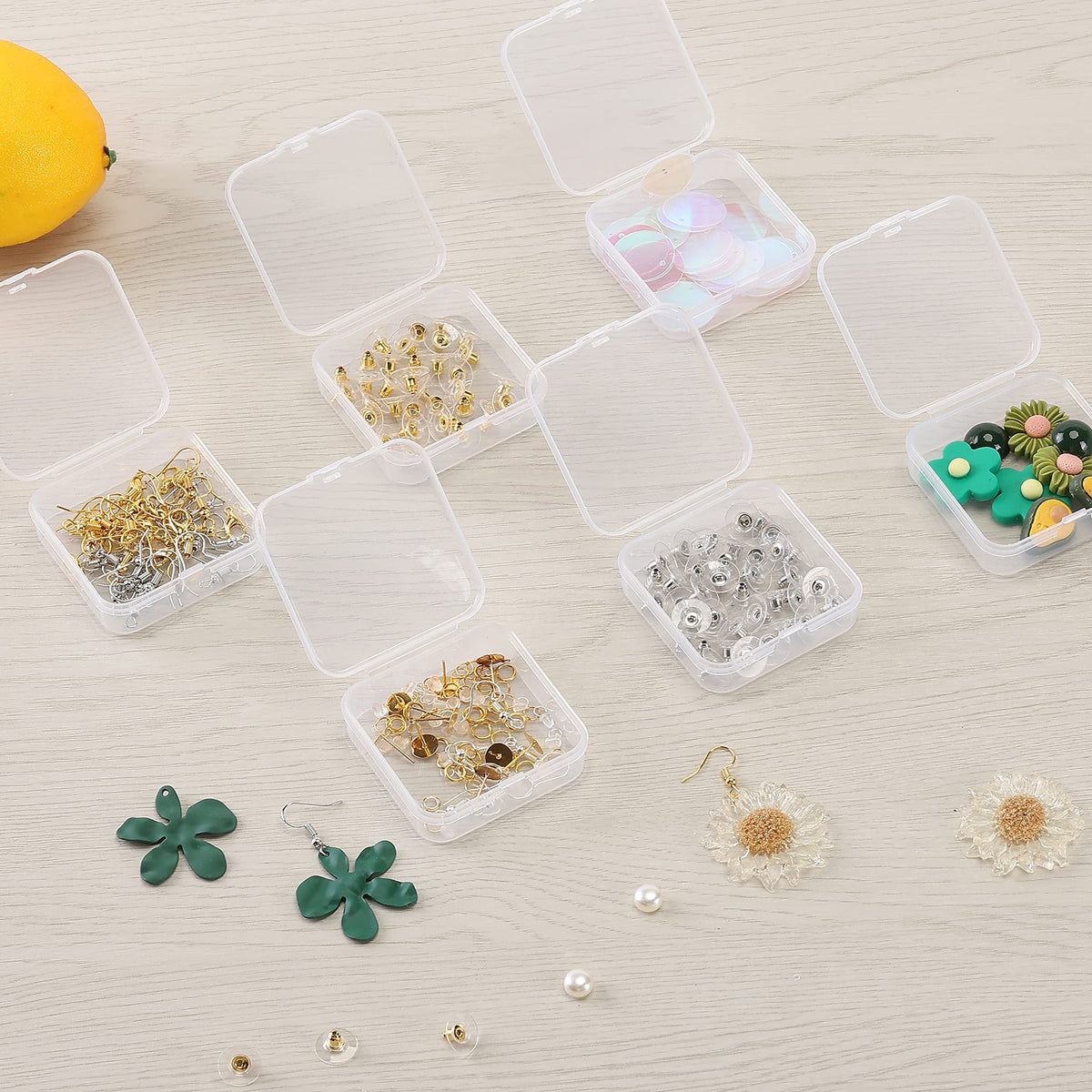 Mr. Pen- Bead Storage Containers, 28 Grids, 2 Pack, Clear White