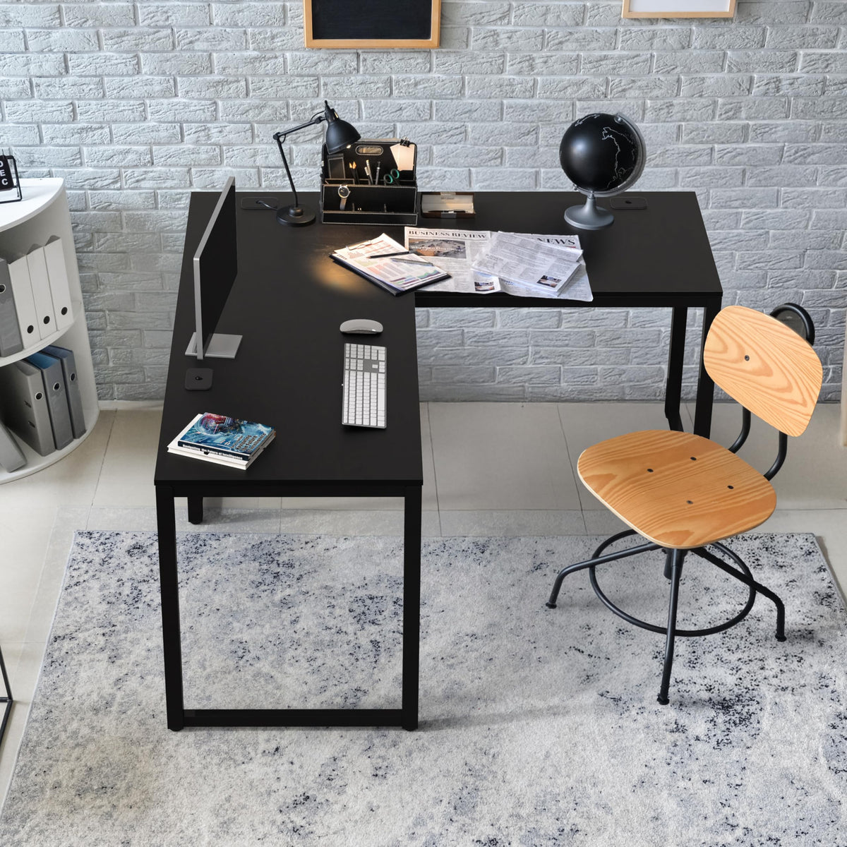 SHW 55 × 60-Inch Commercial-Grade L-Shaped Student Desk