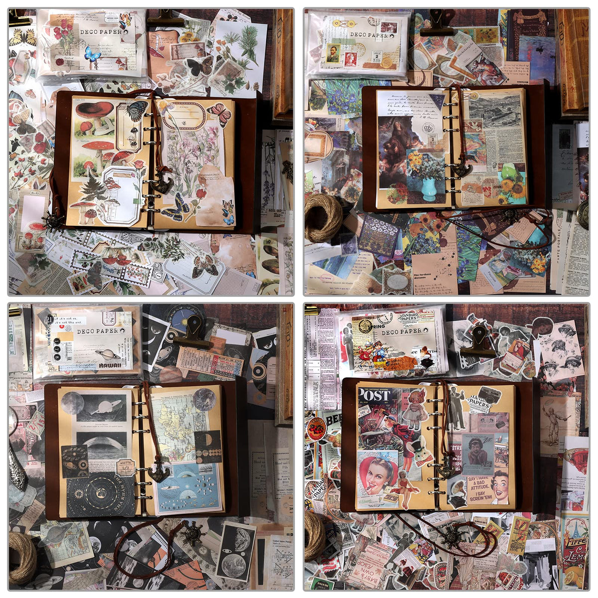 Draupnir 200pcs Vintage Junk Journal Supplies,Scrapbook Supplies Scrapbooking Paper and Stickers Ephemera For Art Aesthetic Journaling Kit Collage(Art)