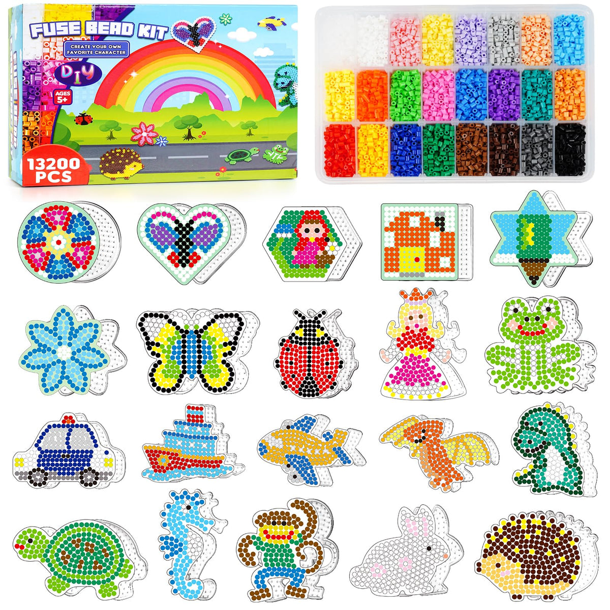 23000 5mm Fuse Beads Kit for Craft Gifts - 22 Colors | 106 Patterns