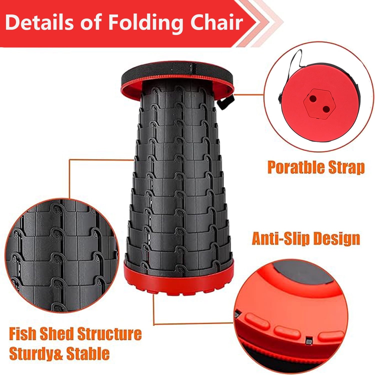 LIMICAR Portable Folding Stool,Upgraded Portable Telescopic Stool,Capa