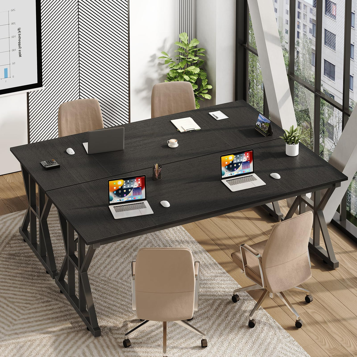 63" Large Computer Desk with Thickened Frame for Home Office, Living Room