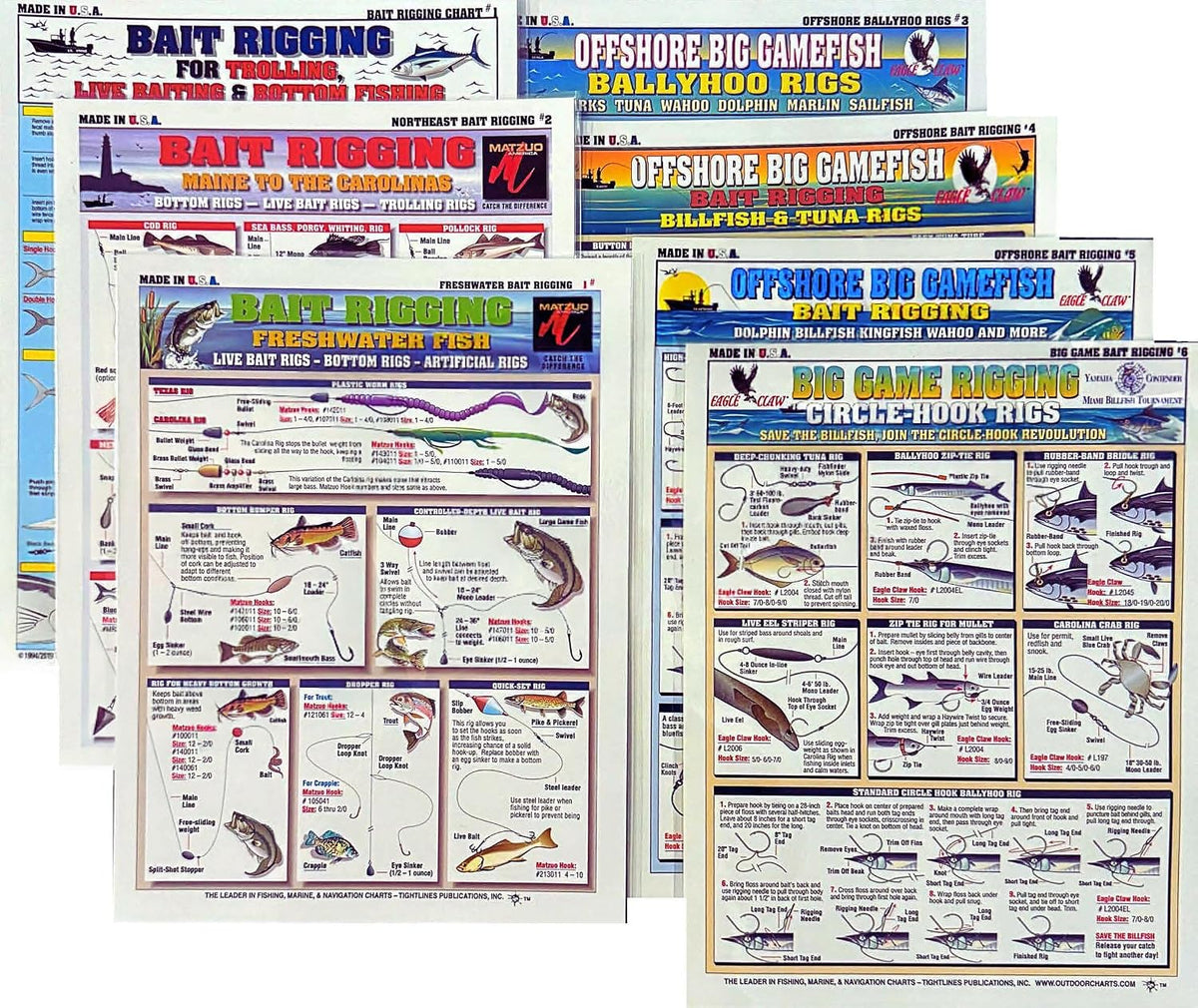 Bait Rigging Chart Set: Freshwater, Saltwater & Big Game Rigs