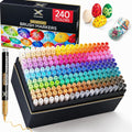 Acrylic Markers Set — 240 Brush Tip Markers with No-Bleed Lightfast Ink