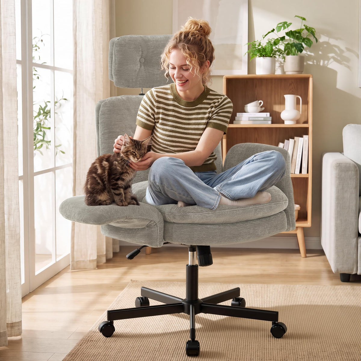 FiveWillowise High-Back Wide-Seat Study Chair with Adjustable Flip-Up Arms
