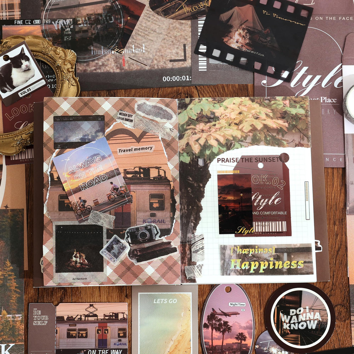 emmoolife 348 Pcs Scrapbooking Supplies Kit, Vintage Aesthetic Scrapbook Kit for Bullet Junk Journal, Stationery, A6 Grid Notebook, DIY Journaling Supplies, Birthday Craft Gift for Teen Girl Women