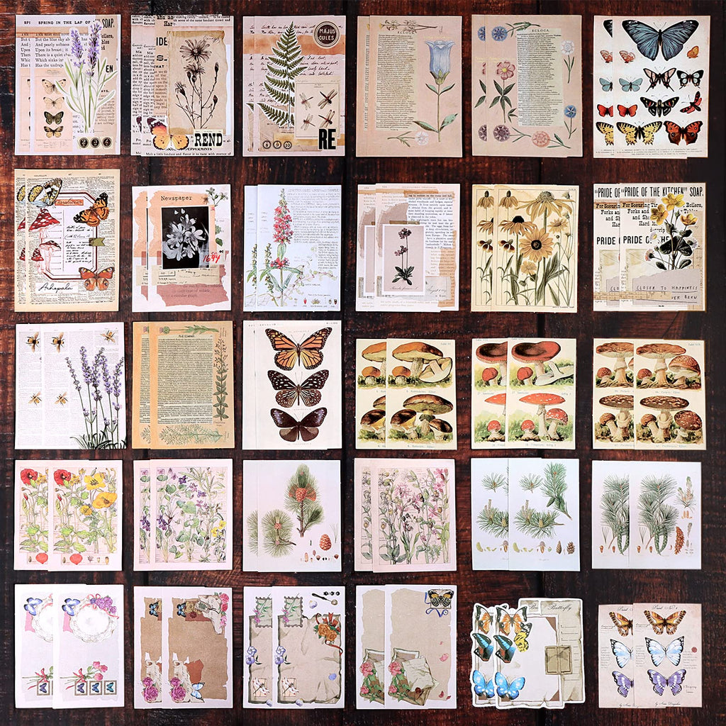 Draupnir 200pcs Vintage Junk Journal Supplies,Scrapbook Supplies Scrapbooking Paper and Stickers Ephemera For Art Aesthetic Journaling Kit Collage(Art)