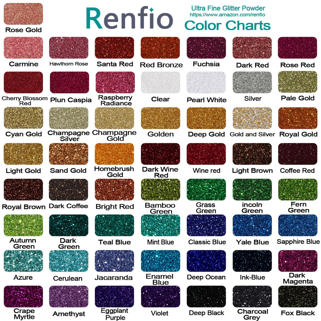 Renfio: Ultra Fine Glitter Powder, 2.11 oz (60g) – Metallic & Holographic