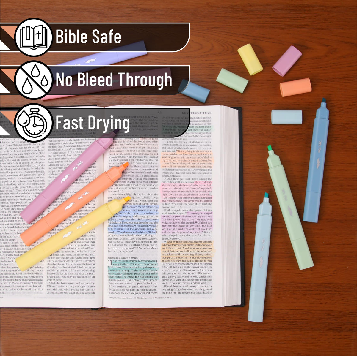 Mr. Pen- Dual Tip Bible Highlighters with Stand, 24 Pack