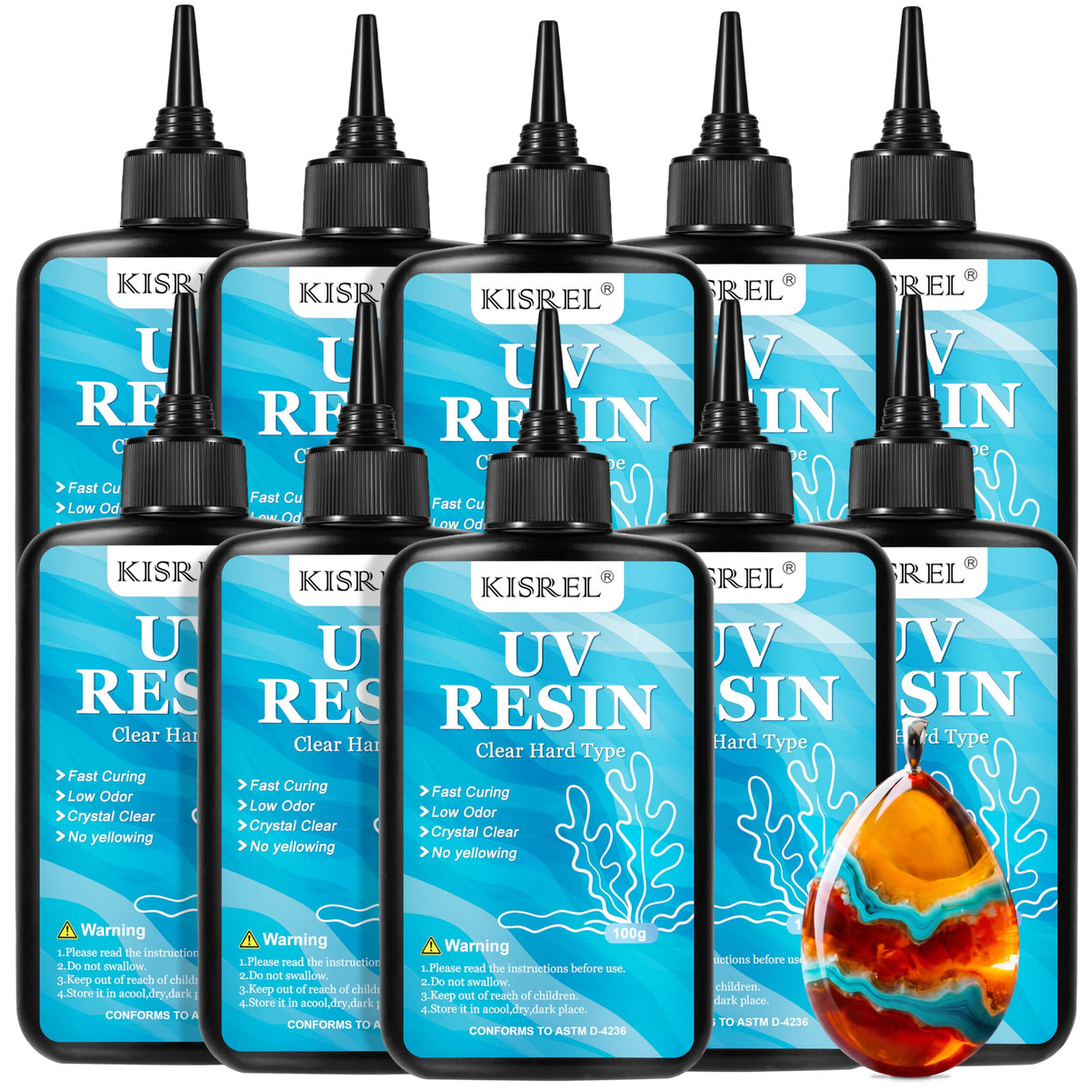 KISREL 400g UV Resin Kit with Light and Molds, Crystal Clear Resin Kit