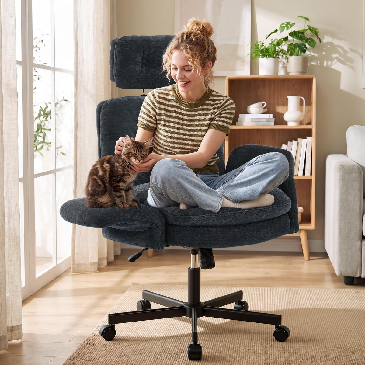FiveWillowise High-Back Wide-Seat Study Chair with Adjustable Flip-Up Arms