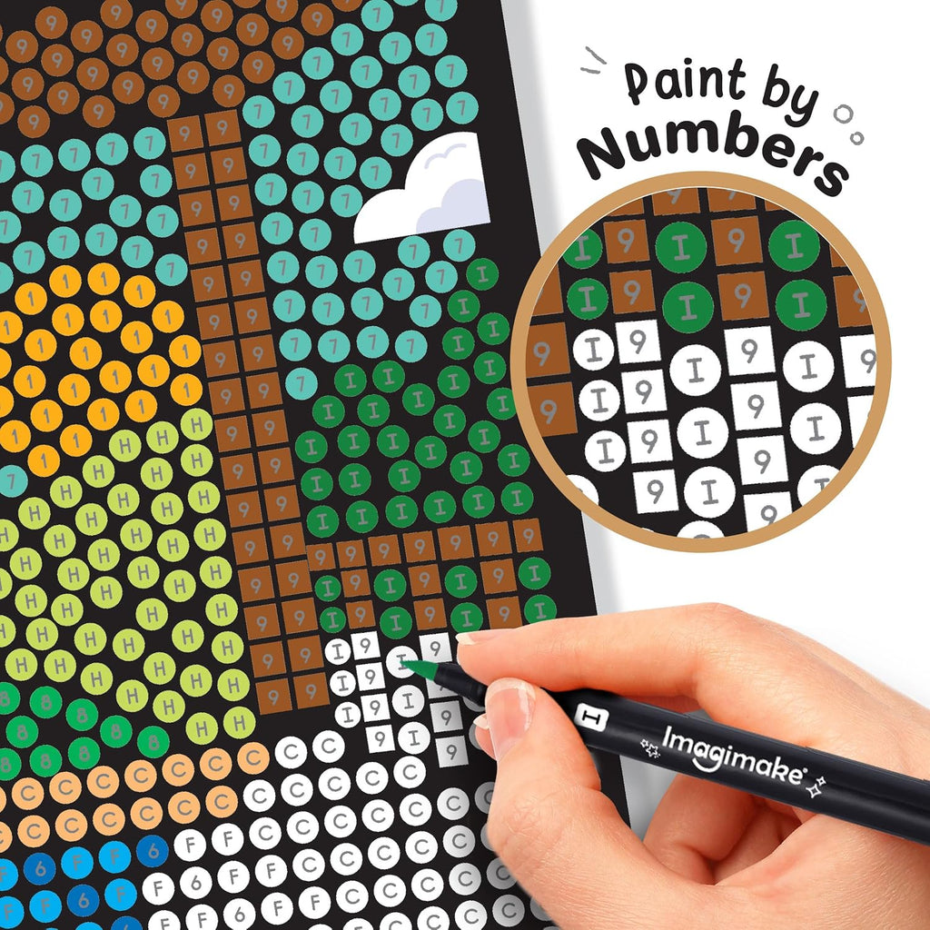 Imagimake Mystery Mosaic - Landscapes, Paint by Number Art Kit for Kids