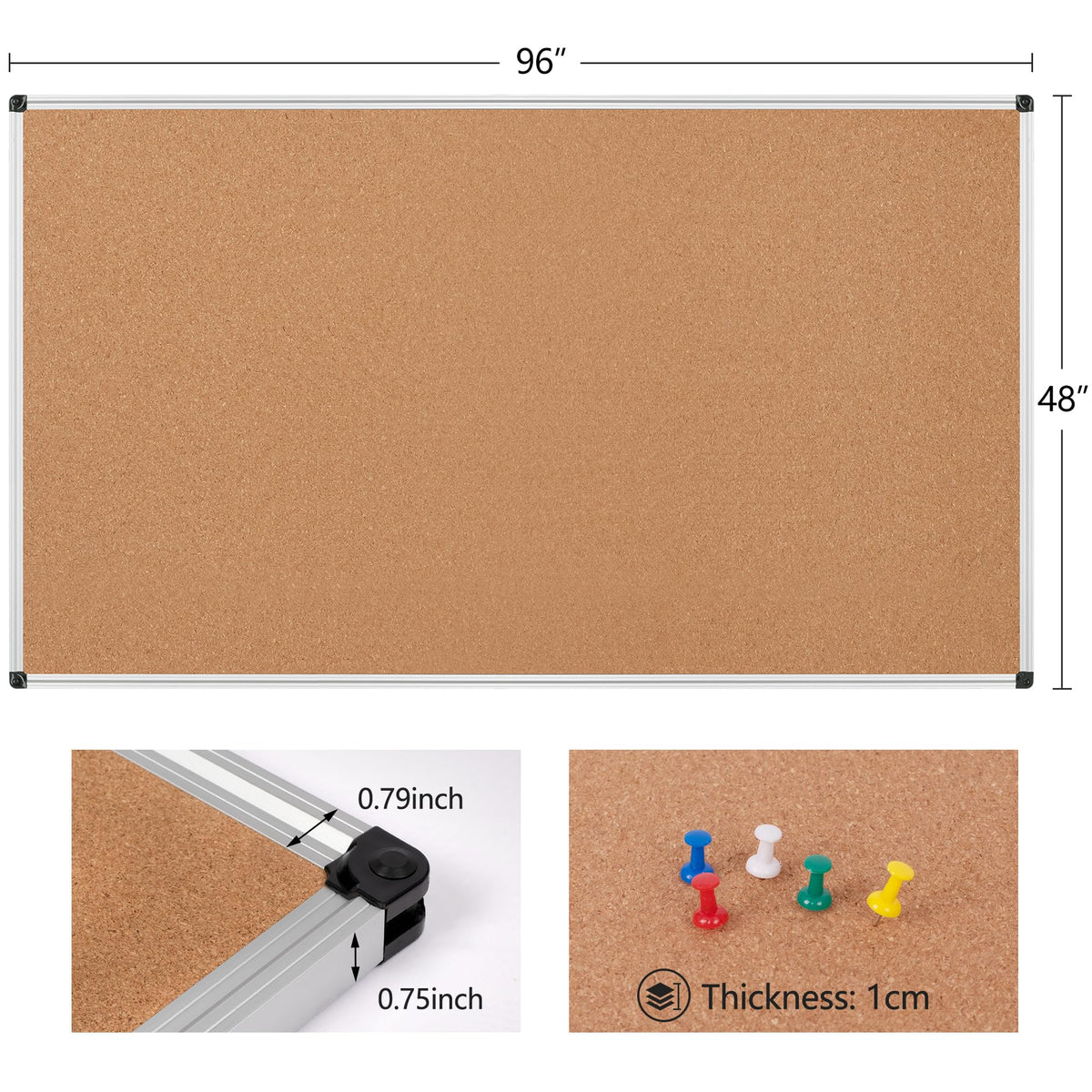 Board2by Foldable Cork Bulletin Board, 48 × 36 Inches (K–12)