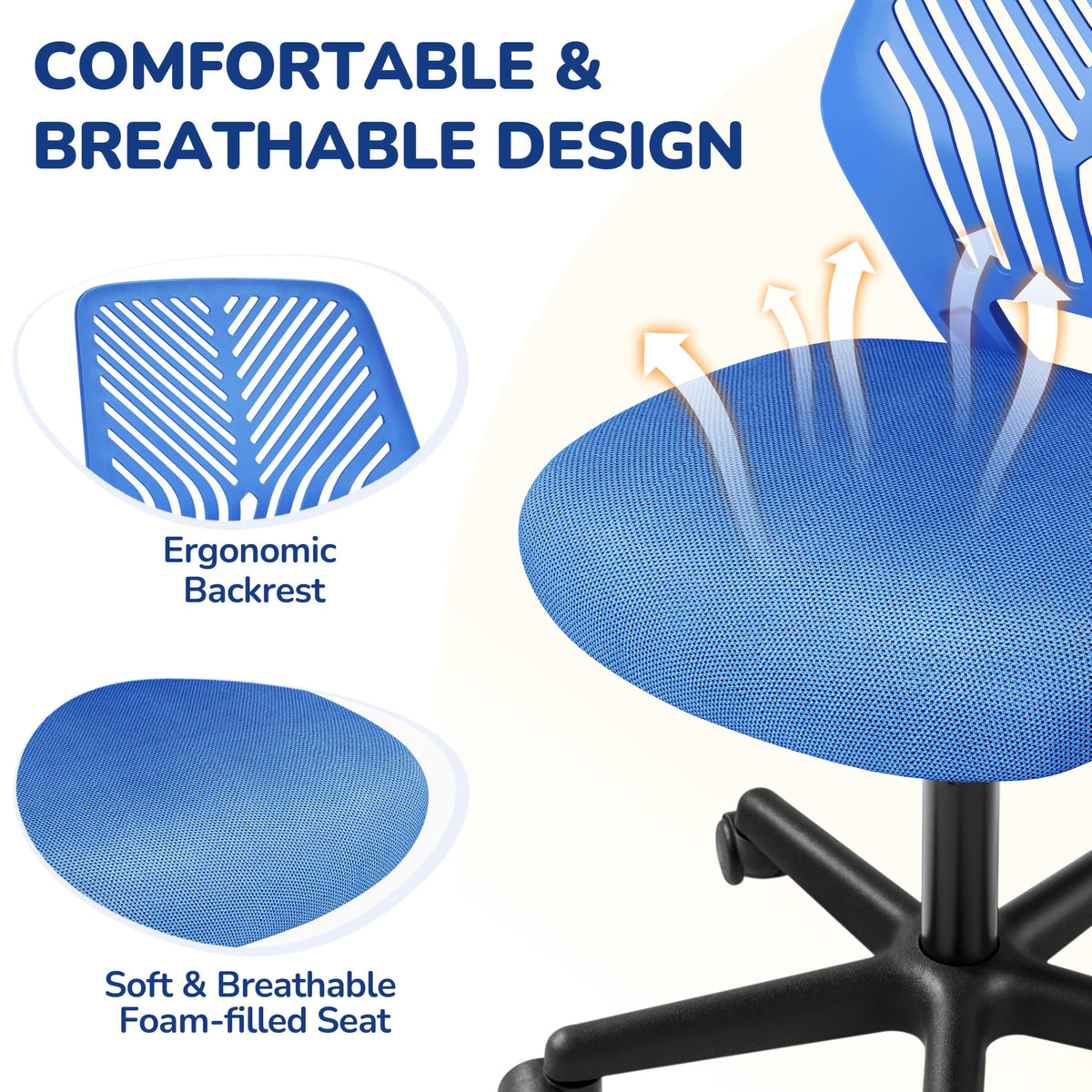 Yaheetech Small Desk Chair, Armless Adjustable Swivel Seat, Green