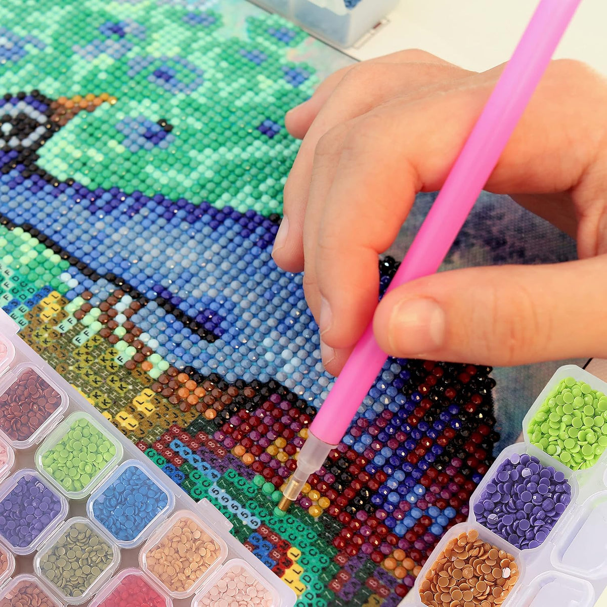 Mr. Pen- Bead Storage Containers, 28 Grids, 2 Pack, Clear White