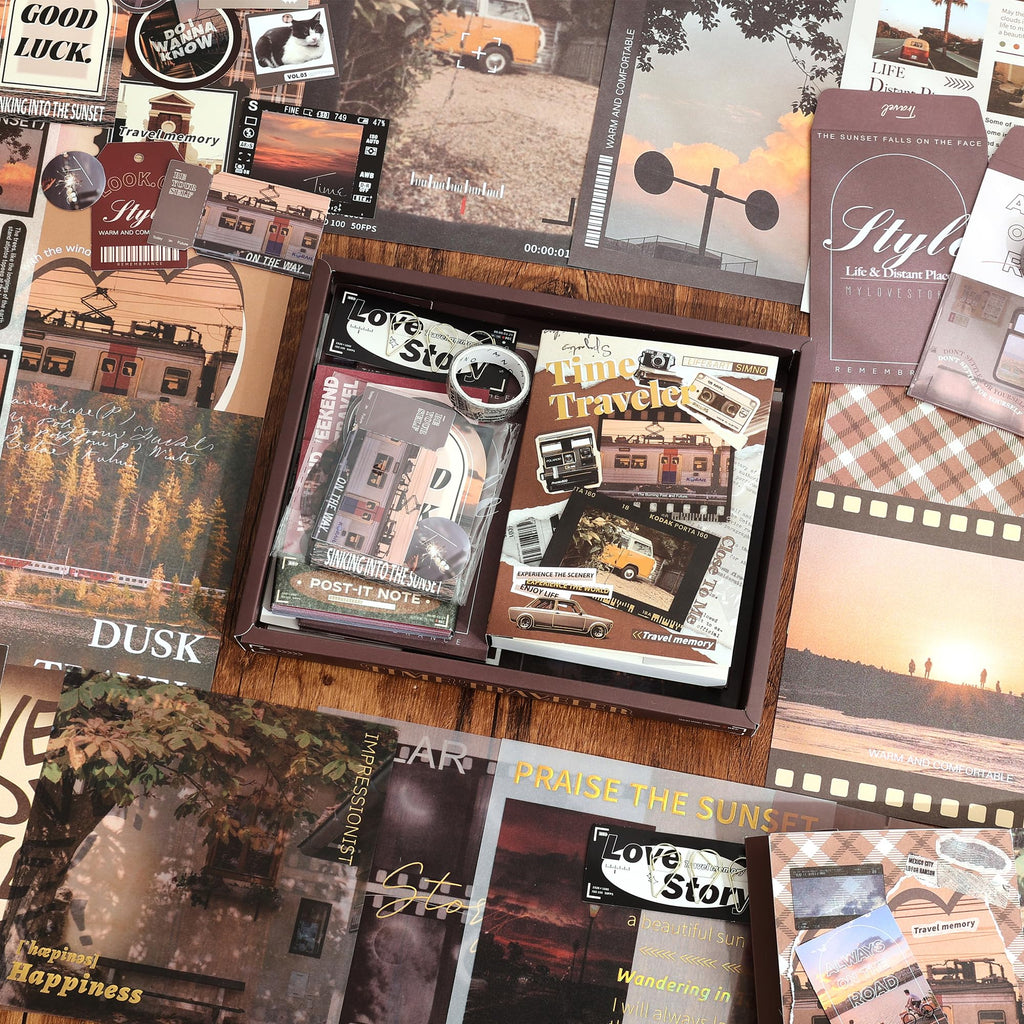 emmoolife 348 Pcs Scrapbooking Supplies Kit, Vintage Aesthetic Scrapbook Kit for Bullet Junk Journal, Stationery, A6 Grid Notebook, DIY Journaling Supplies, Birthday Craft Gift for Teen Girl Women