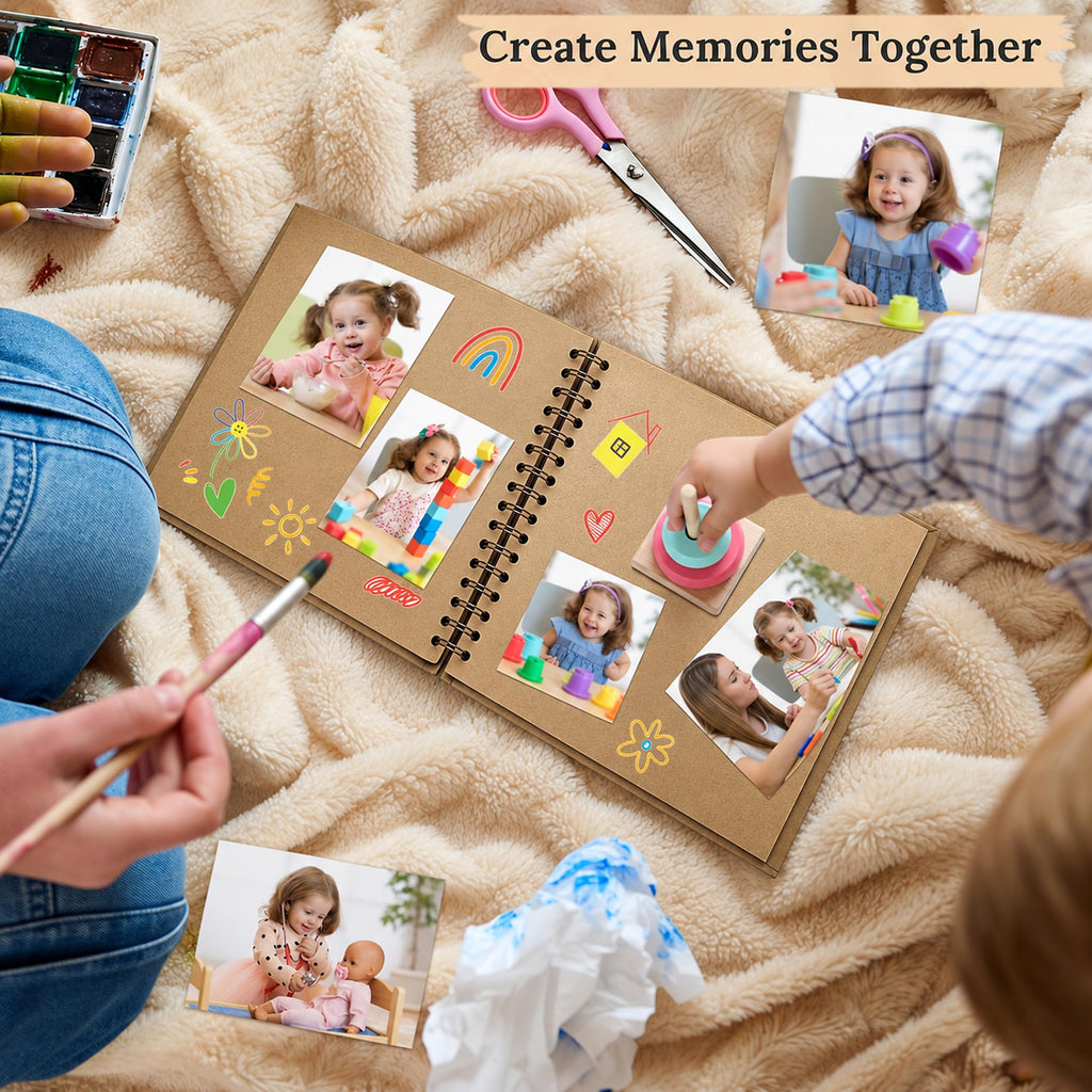 Polaroid Scrapbook Photo Album 7"x7" 20 Sheets 40 Pages Kraft Paper Khaki