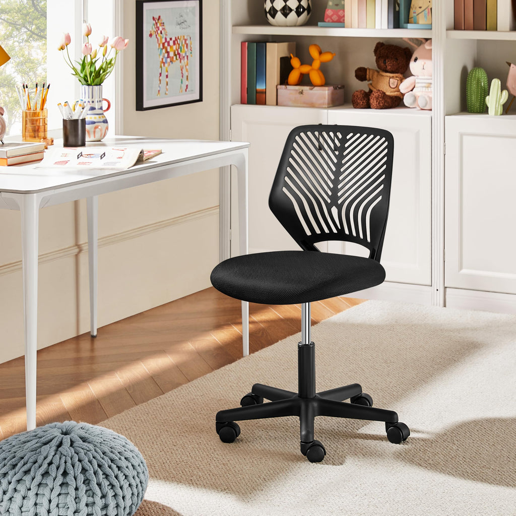 Yaheetech Small Desk Chair, Armless Adjustable Swivel Seat, Green
