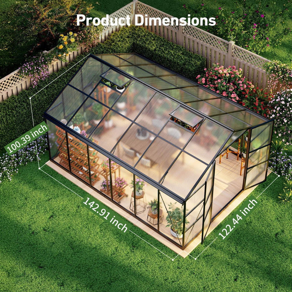 Windproof Tunnel Greenhouse with Thermometer (Multiple Sizes)