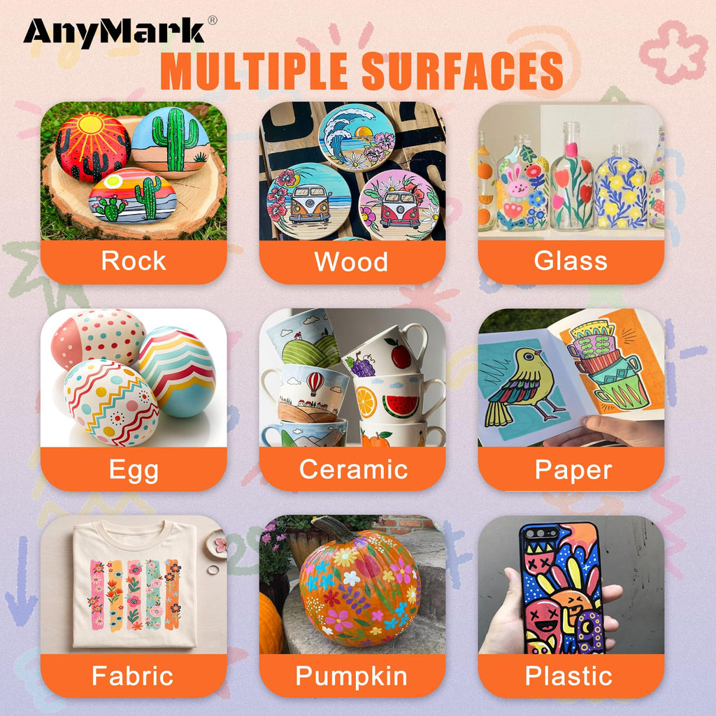 AnyMark 24 Colors Acrylic Paint Markers Brush & Fine Paint Pens