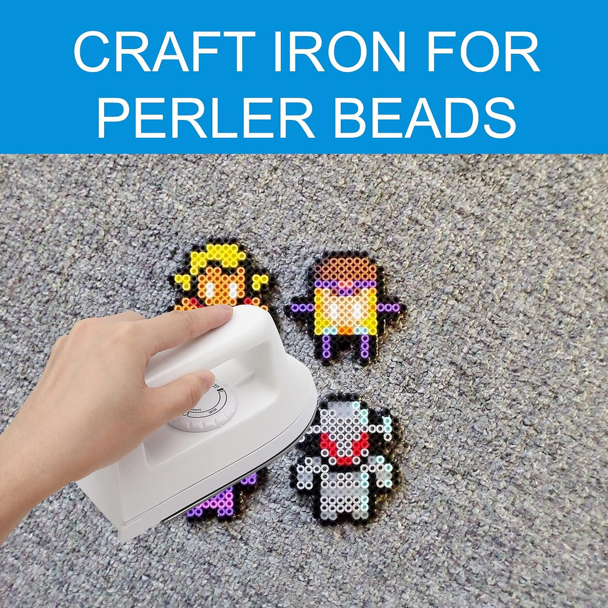 Mini Heat Press Machine - 6.6“ x 2.67” x 3.85“ Craft Iron for Perler Beads and DIY Vinyl Heat Transfer Shirts, Bags, and More - Perfect for Small and Narrow Areas