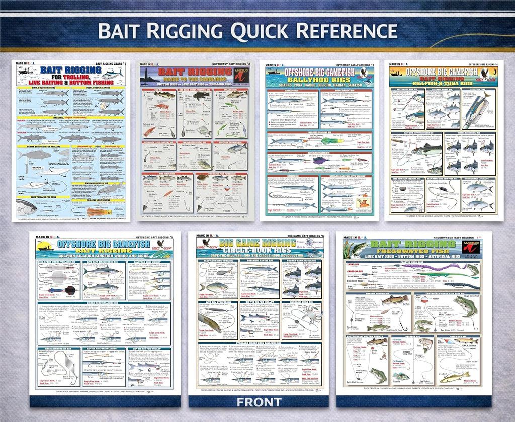 Bait Rigging Chart Set: Freshwater, Saltwater & Big Game Rigs