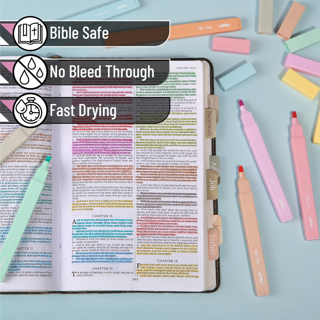 Mr. Pen- Aesthetic Bible Highlighters No Bleed Through Assorted Color
