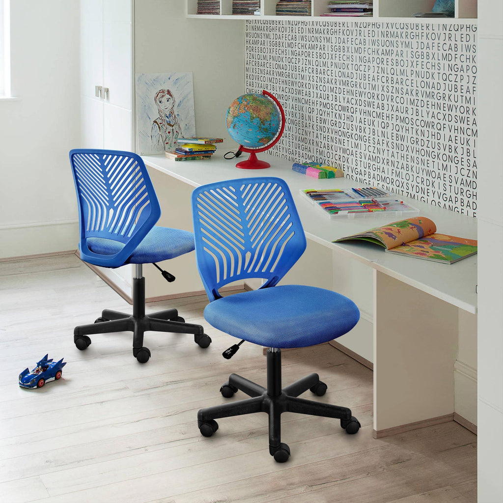 Yaheetech Small Desk Chair, Armless Adjustable Swivel Seat, Green
