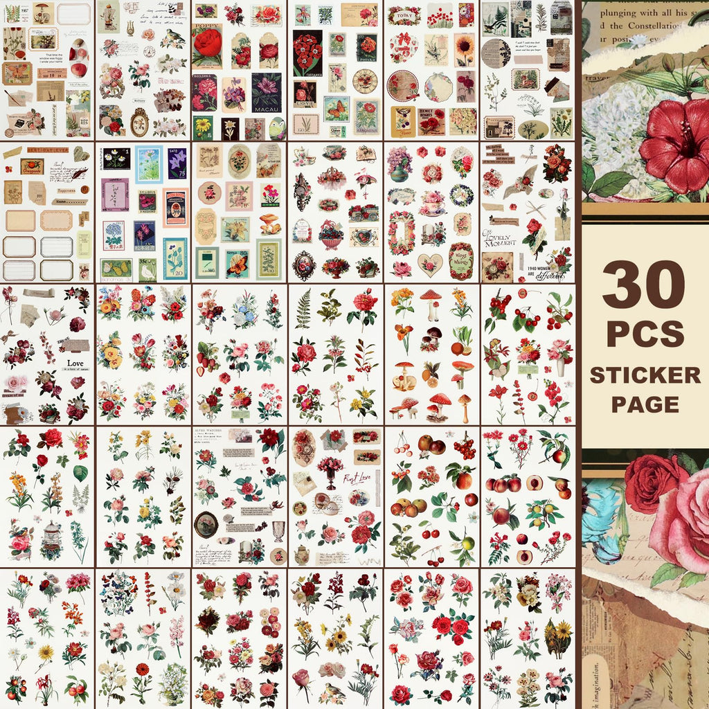 Scrapbook Stickers - 300 Pre-Cut Washi Stickers & 20 Scrapbook Papers for Travel Journaling