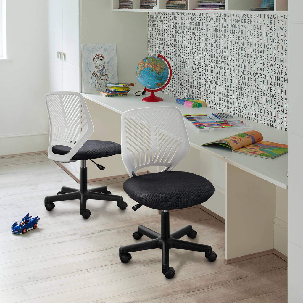 Yaheetech Small Desk Chair, Armless Adjustable Swivel Seat, Green