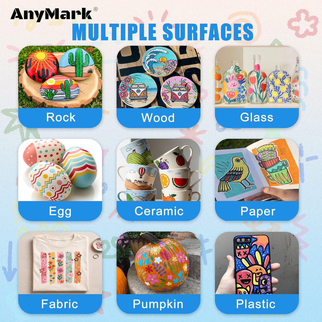 AnyMark 24 Colors Acrylic Paint Markers Brush & Fine Paint Pens