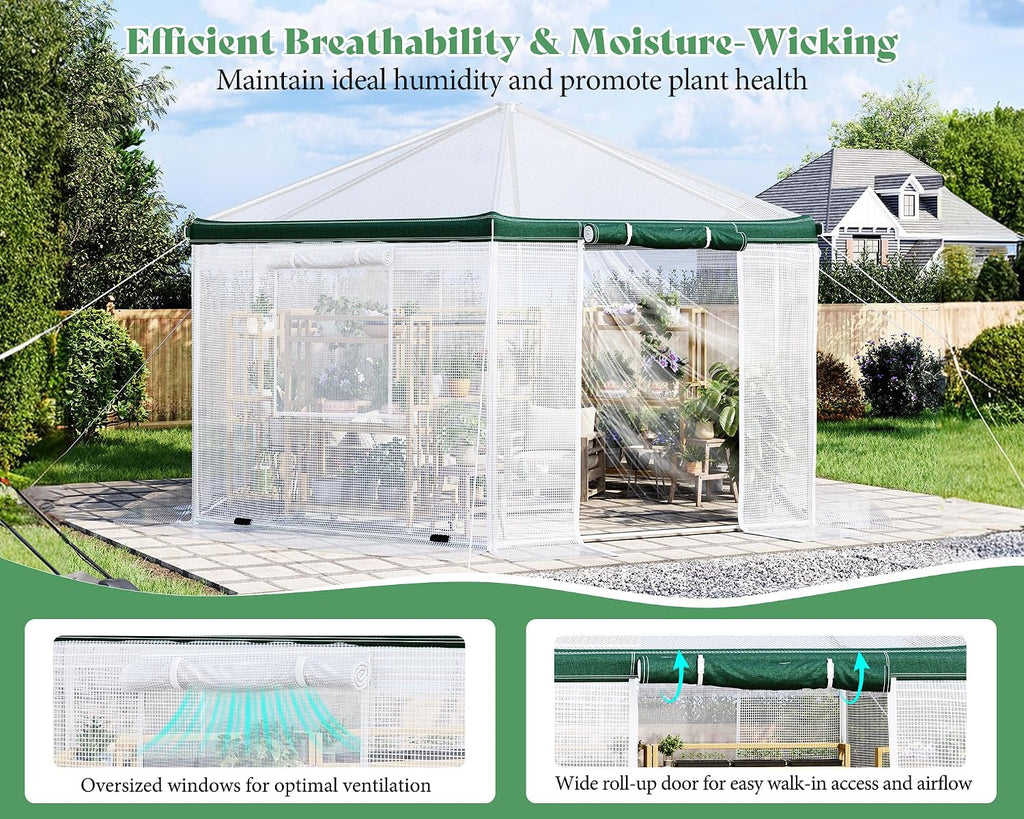 AMERLIFE 182.25 Sq Ft Hexagonal Walk-In Greenhouse (13.5 ft × 13.5 ft)