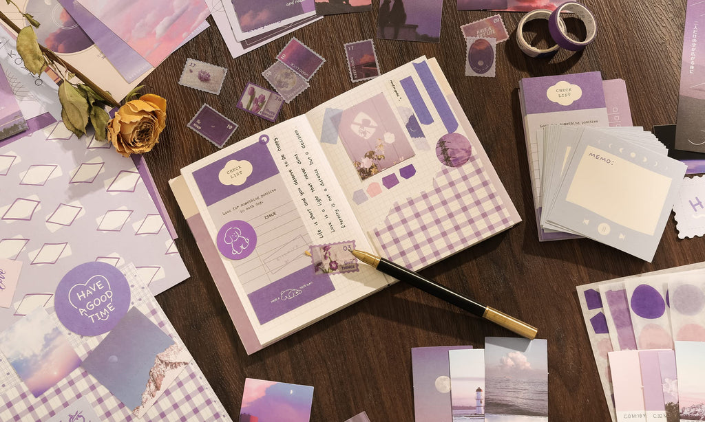 emmoolife 348 Pcs Scrapbooking Supplies Kit, Vintage Aesthetic Scrapbook Kit for Bullet Junk Journal, Stationery, A6 Grid Notebook, DIY Journaling Supplies, Birthday Craft Gift for Teen Girl Women
