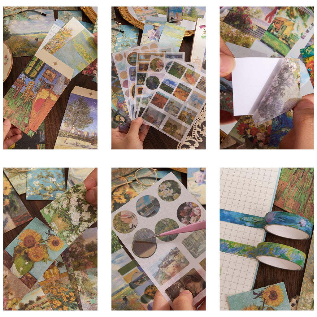 emmoolife 348 Pcs Scrapbooking Supplies Kit, Vintage Aesthetic Scrapbook Kit for Bullet Junk Journal, Stationery, A6 Grid Notebook, DIY Journaling Supplies, Birthday Craft Gift for Teen Girl Women