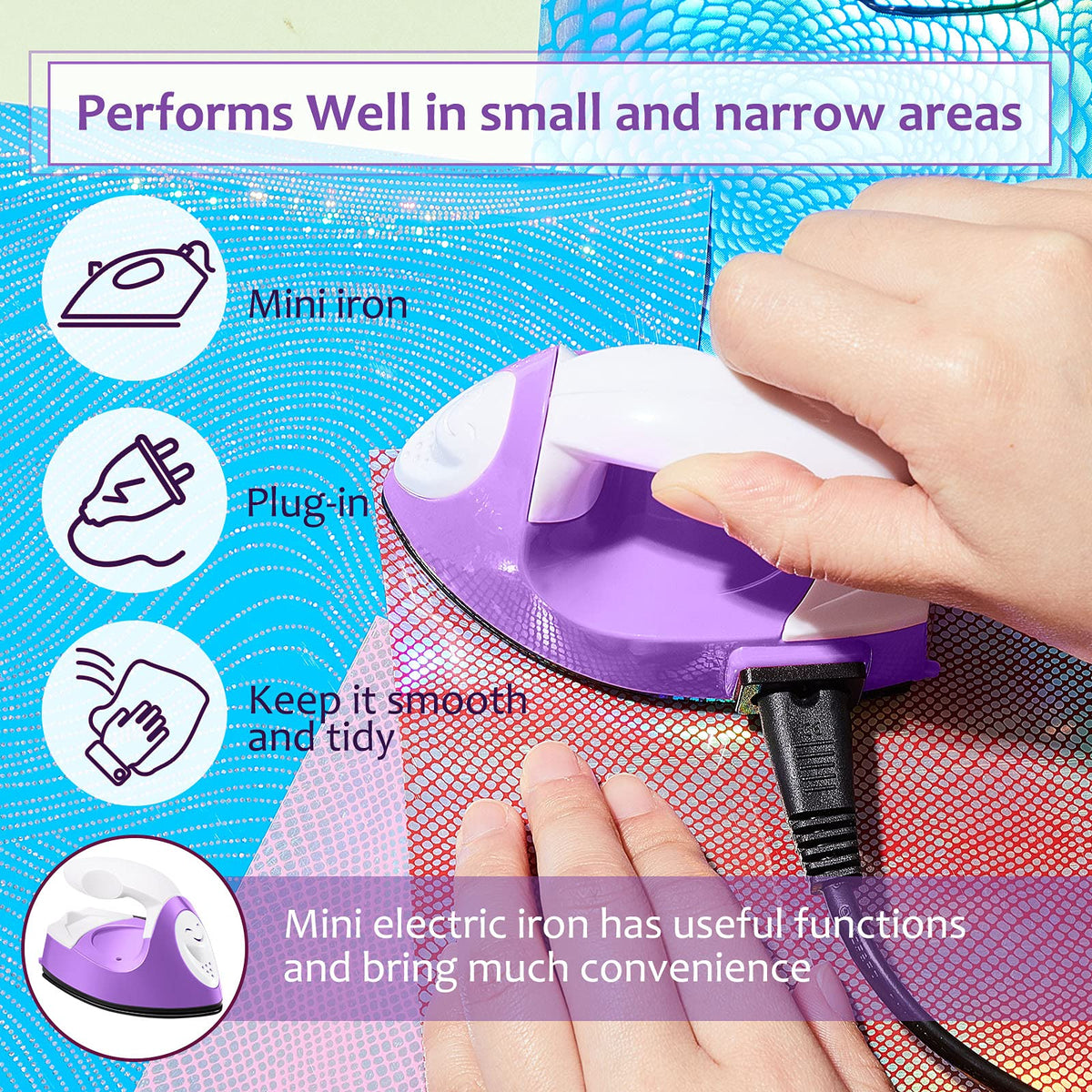 Honoson Mini Iron for Craft Small Iron on Patch Fuse Bead, Mint Green