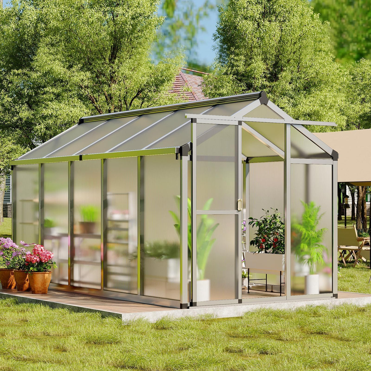 IDEALHOUSE Aluminum Polycarbonate Greenhouse (6×8 and 6×10 ft)