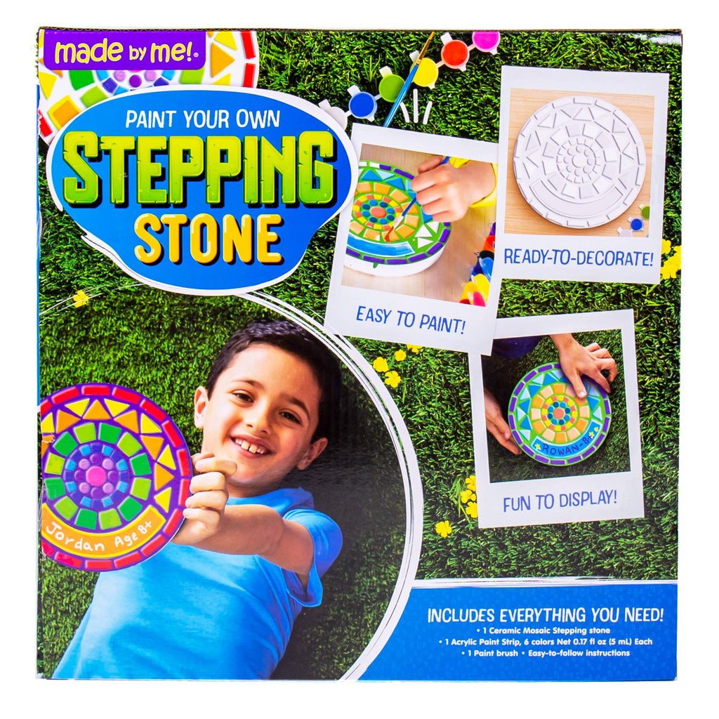 Made By Me Mix & Mold Your Own & Make 4 DIY Personalized Stepping Stones, Great Spring & Summer Weekend Activity, Perfect Keepsake, Birthday Party Idea for Kids Ages 5, 6, 7, 8, 9, Multicolor